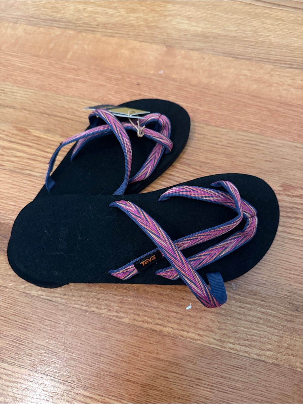 Teva Black Sandals with Pink and Purple Straps